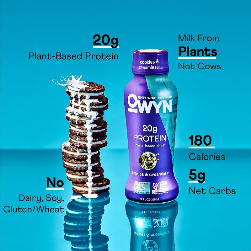 Photo 1 of OWYN 100% Vegan Plant-Based Protein Shake, Cookies & Creamless 12 apck 