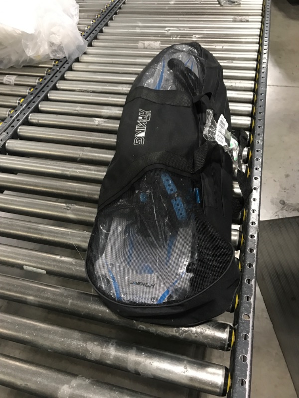 Photo 1 of 14/17/21/25/30 Inches Lightweight Snowshoes with Toe Box and Heel Lift, 3-in-1 Aluminum All-Terrain Snow shoes Kit with Adjustable Trekking Poles and Heavy-Duty Carrying Tote Bag for Women Men and Kid Light Blue (with heel lift) 30"(Up to 250lbs)