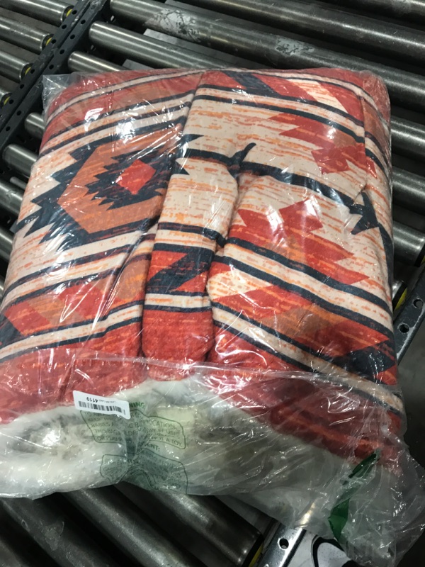 Photo 1 of Luxury Plush Faux Fur Throw Blanket with Aztec Pattern, Super Warm, Fuzzy, Elegant, Fluffy Decoration Blanket for Couch, Armchair, Sofa and Bed, 60''x 80'', Red Aztec Red 60'' x 80''