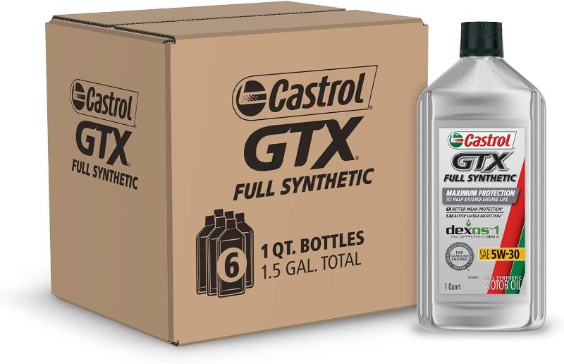 Photo 1 of Castrol GTX Full Synthetic 5W-30 Motor Oil, 1 Quart, Pack of 6
