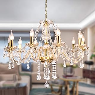 Photo 1 of Panghuhu88 Crystal Candle Chandeliers Lighting 15 Lights Pendant Ceiling Fixture Lamp for Dining Living Room Bedroom Hallway Entry Elegant Decoration