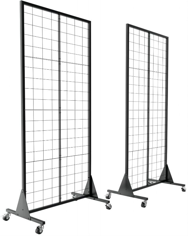 Photo 1 of Blasinc 2-Pack 2'x5.5' Ft Gridwall Panel Display Stand Heavy Movable Floorstanding Grid Wall Panels Retail Display Rack Craft Show Wire Grid Wall with T-Base 2-Pack Black 