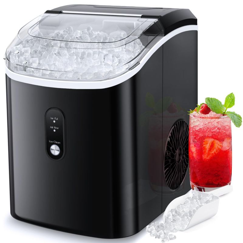 Photo 1 of COWSAR Nugget Ice Maker Countertop, Chewable Pebble Ice 34Lbs Per Day, Crunchy Pellet Ice Cubes Maker Machine with Self Cleaning, Compact Portable Design for Home/Kitchen/RV/Office 