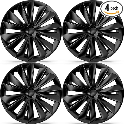 Photo 1 of 4 PCS 19 Inch Wheel Covers for Tesla Model Y, Black Wheel Hubcaps Fits Model Y, Tesla Model Y Accessories for 2020-2023, Wheel Hub Caps Replacement with Shock Absorbing Foam Strip
