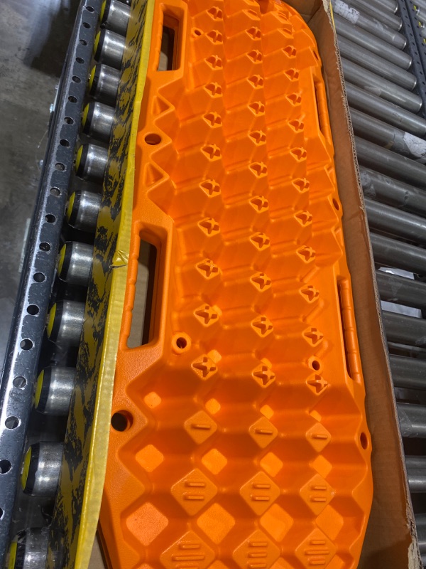 Photo 2 of BUNKER INDUST Off Road Traction Boards, Pair Recovery Tracks Traction Mat for 4x4 Truck Jeep SUV, Mud, Snow, Sand Ramp-Orange Emergency Tire Traction Pads