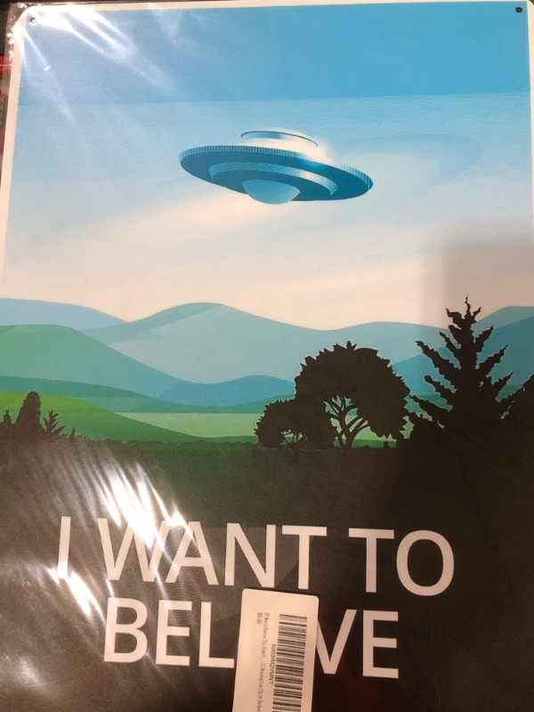 Photo 1 of "I want to believe" UFO metal poster 