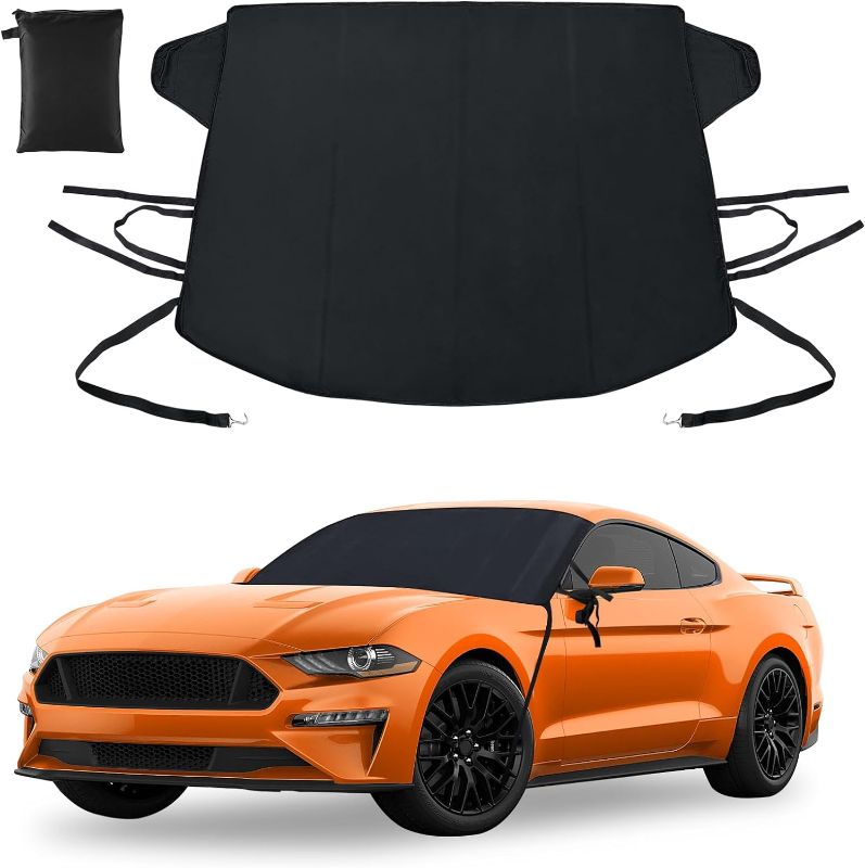Photo 1 of for Mustang 2024 Car Windshield Snow Cover - Windshield Cover from Ice Frost Custom Fit Snow Cover for Ford Mustang 1994-2022 2023, 600D Oxford Waterproof Car Windshield Cover Winter Car Accessories
