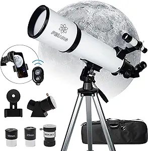 Photo 1 of 80mm Aperture 600mm Astronomical Refracting Telescope with AZ Mount, 24X-180X Eyepiece, Wireless Control, Carrying Bag - For Beginners
