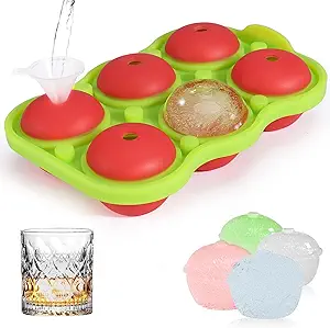 Photo 1 of Ice Cube Trays, Silicone Round Ice Ball Maker Mold, Big Whiskey Ice Ball Maker, Apples Ice Tray Mold for Cocktails, Bourbon, Freezer, Keep Drinks Chilled - Easy Release, LFGB and FDA Certified(Red)
