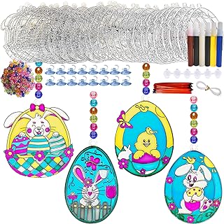 Photo 1 of  Sets Easter Suncatchers Craft Kits Easter Egg Sun Catcher Kits DIY Window Paint Art Rabbit Sun Catchers Making Kits for Classroom Art Craft Easter Spring Activity Basket Party Favors Gift Exchange