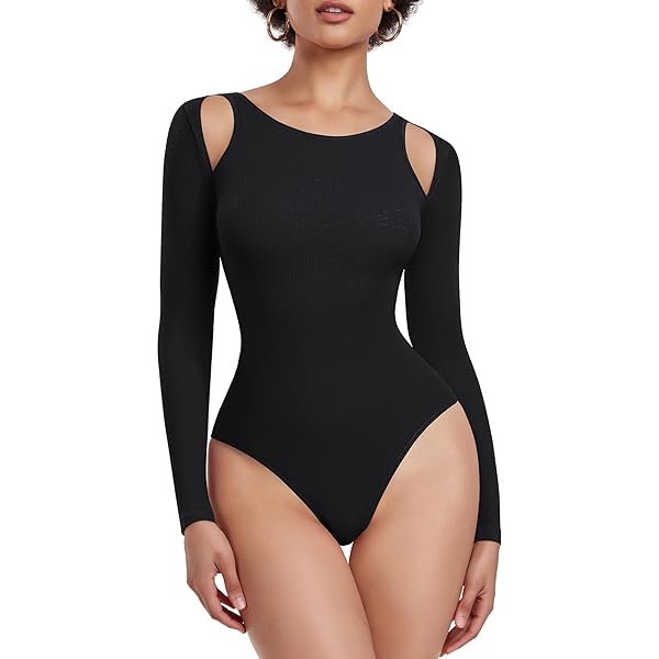 Photo 1 of KIKIMINK Shapewear Bodysuit for Women Tummy Control Long Sleeve Square Neck Seamless Body Shaper Tops Thong size XXL Grey