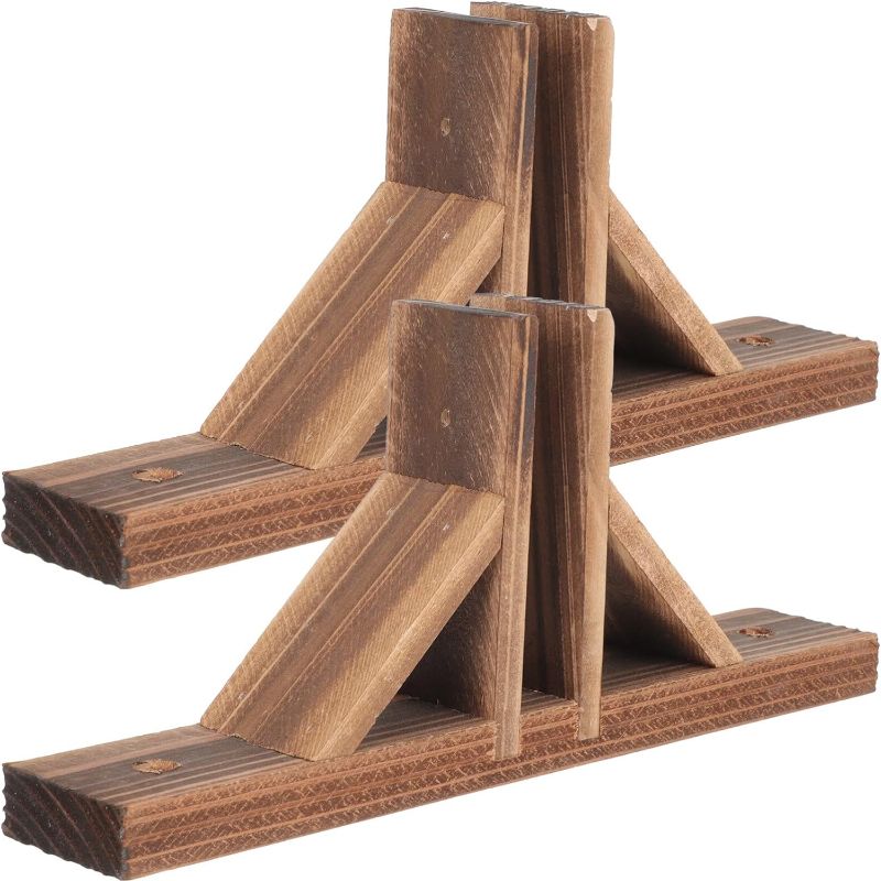 Photo 2 of Free Standing Fence Post Base 2pcs Wooden Triangle Picket Fence Support Garden Fence Bases Stand Screen Panel Feet for Standing Dog Panel Lawn Picket Fence Triangle Shelf Brackets