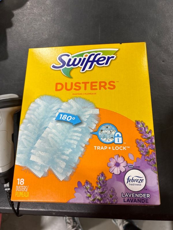 Photo 1 of Swiffer Dusters, Ceiling Fan Duster, Multi Surface Refills with Febreze Lavender, 18 Count 18 Count (Pack of 1) Duster
