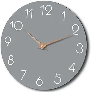 Photo 1 of 14 Inch Wall Clock - Grey Wall Clocks Battery Operated - Silent Non Ticking Wall Clocks Modern - Big Clock for Bedroom Kitchen Bathroom Office Living Room (14" Gray)
