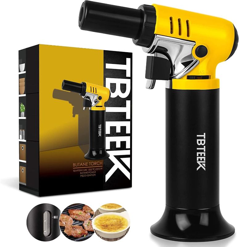 Photo 1 of TBTEEK Butane Torch with Fuel Gauge, One-hand Operation Kitchen Torch Lighter with Adjustable Flame for BBQ, Baking, Brulee Creme, Crafts and Soldering(Butane Gas Not Included) 