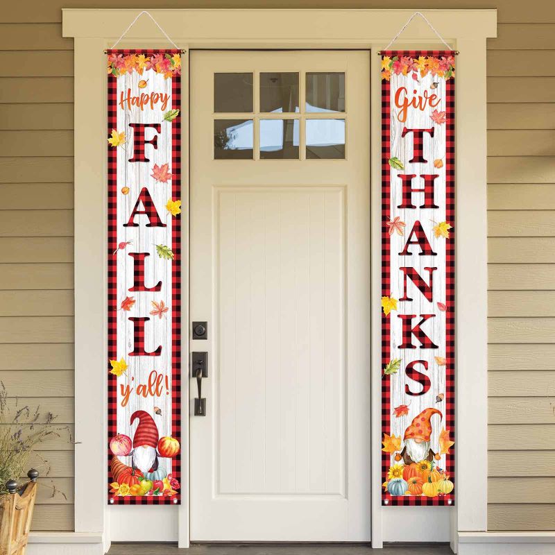 Photo 1 of 
Allenjoy 11.8" x 70.9" Autumn Happy Fall Porch Sign Door Banner for Welcome Thanksgiving Party Flag Hanging Wall Decor 2PCS
