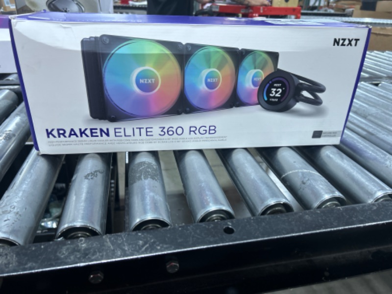 Photo 4 of NZXT Kraken Elite RGB 360 - RL-KR36E-B1 - 360mm AIO CPU Liquid Cooler - Customizable 2.36" LCD Display for GIFS, Images, Performance Metrics - High-Performance Pump - 3 x F120 RGB Core Fans - Black