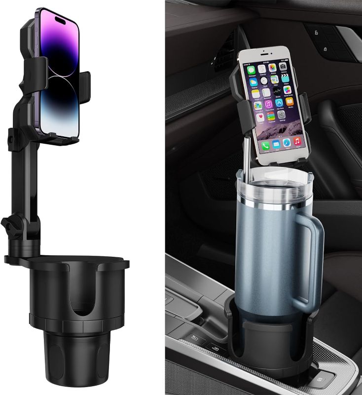 Photo 1 of 2023 New Cup Holder Expander for Car, Cup Holder Phone Mount for Car 360° Rotation Cup Holder Cell Phone Holder with Drink Expand Fit for iPhone 11 12 13 14 Pro Max Samsung All Phone (SXhyf-PH01)…