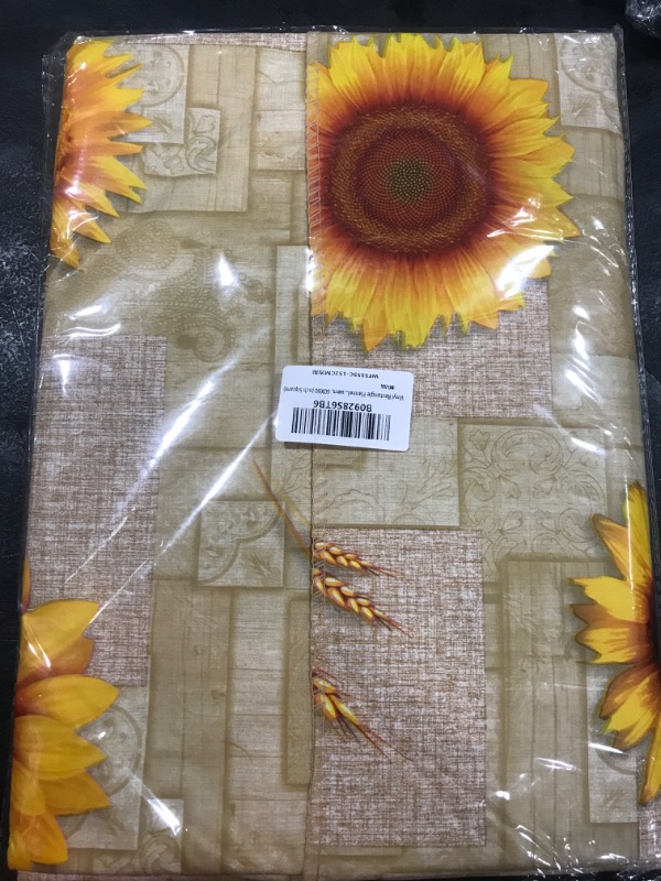 Photo 1 of Vinyl Tablecloth with Flannel Backed Waterproof Oil-Proof PVC Table Cloth Wipeable Spill-Proof Plastic Table Cover for Indoor and Outdoor(Sunflower, 60 x 60 Inch Square)