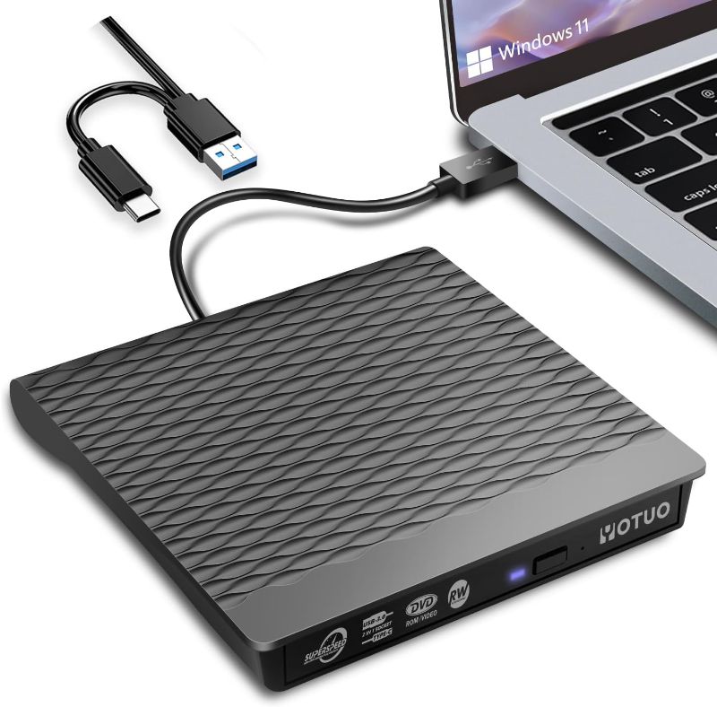 Photo 1 of External DVD Drive for USB 3.0 Type C, Portable DVD Write CD Burner RW ROM Optical Drive Player Reader Disk Disc with Laptop Desktop PC Windows 11/10/8/7, Mac Pro/Air MacBook, Linux