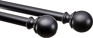 Photo 1 of Amazon Basics 1-Inch Curtain Rod with Round Finials, 36" to 72", Black
