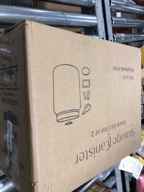 Photo 2 of Kook Glass Large Kitchen Canister Set, Food Storage Containers, Bathroom Jars, Airtight Lids, 3.7 Liters, .98 gallons, Set of 2 (Black)