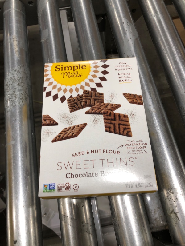 Photo 1 of Simple Mills Sweet Thins Cookies, Seed and Nut Flour, Chocolate Brownie - Gluten Free, Paleo Friendly, Healthy Snacks, 4.25 Ounce - BBD 04/17/24