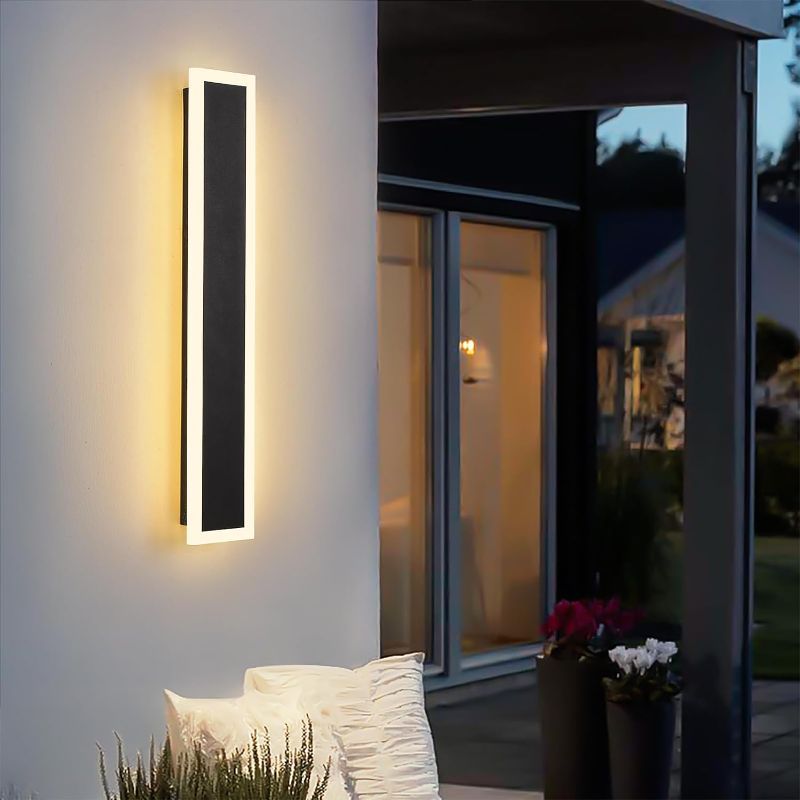 Photo 1 of Outdoor Wall Sconce LED Modern Outdoor Lights 12W Black Exterior Light Fixture 23.6in Acrylic Wall Lighting IP65 for Porch Patio Garage Garden