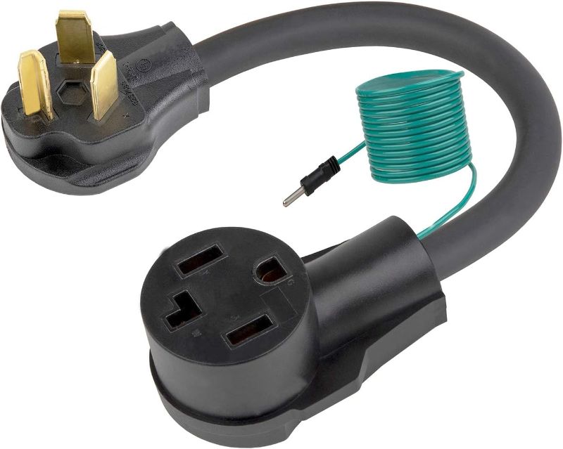 Photo 1 of 1.5FT Nema 10-30P to 14-30R Dryer Adapter Cord, STW 10-AWG Heavy Duty 3-Prong Dryer Male to 4-Prong Dryer Female Adapter, 10-30P to 14-30R with Additional Green Ground Wire