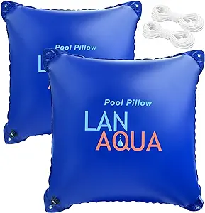 Photo 1 of 4'x4' Pool Pillows for Above Ground Pools,2PCs Winter Pool Pillow,0.4 mm Thick Pool Cover Air Pillow for Above Ground Pool,Durable & Cold Resistant Winterize Pool Closing Kit,Rope Included (2x55ft)
