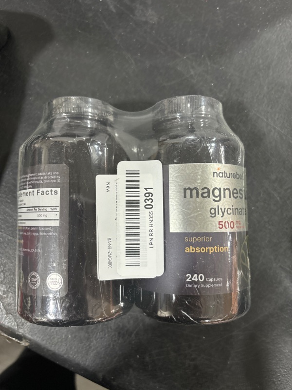 Photo 2 of 2 Pack Magnesium Glycinate 500mg, 480 Capsules – 100% Chelated for Max Absorption – Bioavailable Mineral Supplement for Muscle, Joint, Enzyme, & Heart Health