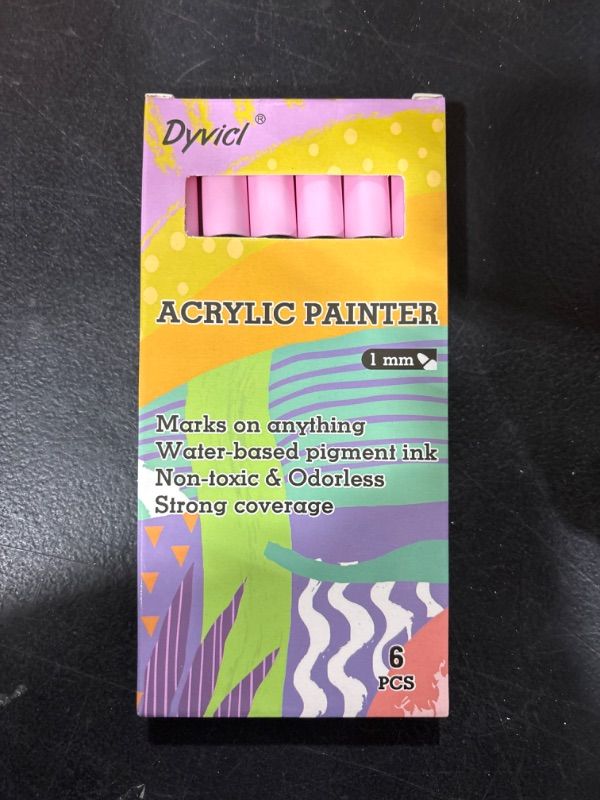 Photo 2 of Dyvicl Pink Paint Pens, Acrylic Pink Paint Markers for Rock Painting, Stone, Ceramic, Glass, Wood, Fabric, Canvas, Metal, DIY Crafts Making, 6 Pack Acrylic Paint Markers Fine Point