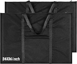 Photo 1 of 2 Pcs Art Portfolio Bag 24 x 36 Extra Large Handle Waterproof Lightweight Art Portfolio Case Poster Painting Paper Carrying Case Portfolio Folder for Artist Student Art Work
