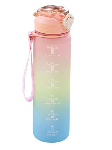 Photo 1 of 1000ML Water Bottle Motivational Sport Water Bottle Leakproof Drinking Bottles Outdoor Travel Gym Fitness Jugs With Straw