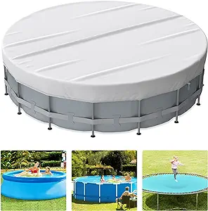 Photo 1 of Mrrihand 8 Ft Winter Pool Cover, Round Winter Pool Cover for Above Ground Pools, Hot Tub Cover with Upgrade Buckle, Rope, and Ground Nails to Enhance Stability, Waterproof and Dustproof - Black 