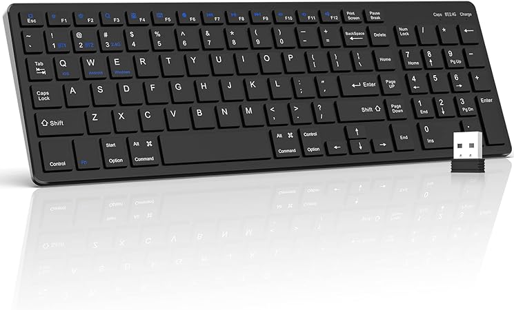 Photo 1 of Wireless Keyboard, Bluetooth Keyboard with Number Pad, 2.4G+Bluetooth Full-Size Quiet Computer Keyboard