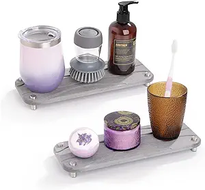 Photo 1 of 2 Pack Instant Dry Sink Organizer for Bathroom & Kitchen,Spaceaid?Diatomaceous Pedestal Stand Riser with Stainless Steel Feet Protection, counter caddy(Grey)