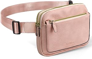 Photo 1 of Fanny Packs for Women and Men,Leather Belt Bag Everywhere Crossbody Waist Bags with Adjustable Strap,Pink