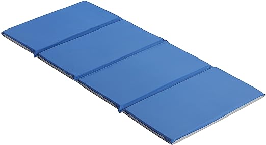 Photo 1 of ECR4Kids Everyday Folding Rest Mat, 4-Section, 1in, Sleeping Pad, Blue/Grey