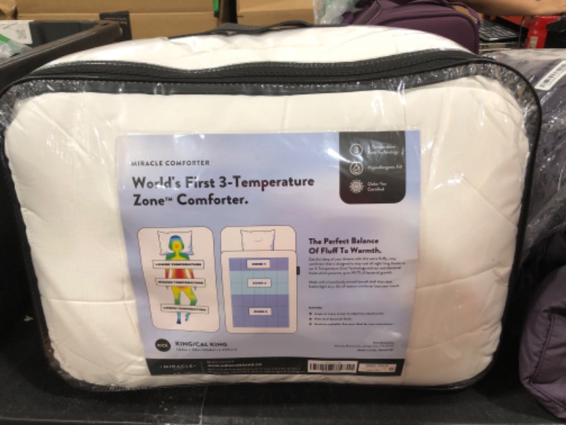 Photo 2 of Miracle Made Comforter - White, King - 3 Temperature Zone Ultra Cool Breathable Duvet Insert Silver Infused Prevents 99.9% of Dust Growth, All Season Fluffy Comforter, Bedding
