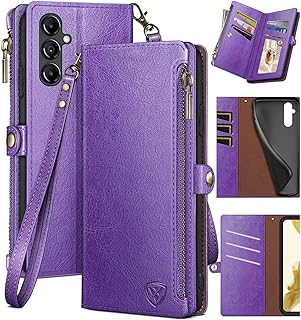 Photo 1 of 2-in-1 Detachable for Samsung Galaxy A14 5G Wallet case with Credit Card Holder?RFID Blocking?,Flip Folio Book PU Leather Protective Cover Women Men for Samsung A14 Phone case Purple