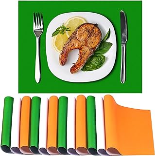 Photo 1 of 150 Pcs St. Patrick's Day Placemats 11 x 17 Inch Green White Orange Disposable Paper Place Mats for St Patricks Day Party Home Kitchen Table Decorations