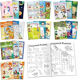 Photo 1 of 24 Mini Activity Books for Kids Party Favors ages 4-8 8-12, Fun and Challenges include Mazes, Dot to Dot, Word Search, Word Scramble and More for Goodie Bag Gift Stuffer Classroom Activity