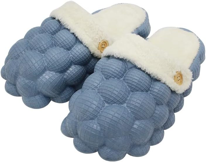 Photo 1 of Bubble Slides, Funny Lychee Bubble Slippers Comfy Fuzzy Plush Lining House Slipper, Shock-absorbing Mute Household Slippers Removable Lining Bubble Shoes