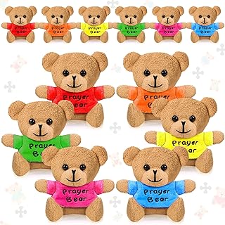 Photo 1 of 12 Pcs Easter Bear Stuffed Animal Mini Bear Plush Toys Embroidered Shirt Bear 4.7 Inch Tiny Fuzzy Bear Party Favors for Boys Girls Gifts Easter Party Decoration Supplies