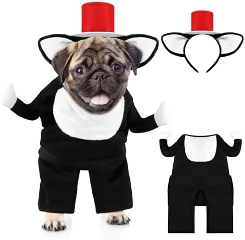 Photo 1 of 
Tarpop 2 Pcs Dog Costume Cat with Hat Costume Small Dog Costume Ear Headband Black T Shirt Dog Dress up for Dog Birthday Holiday Party Cosplay (Small)