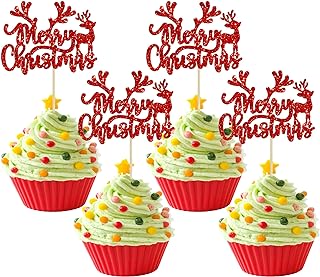 Photo 1 of 36PCS Merry Christmas Decorations Supplies Red Toppers
