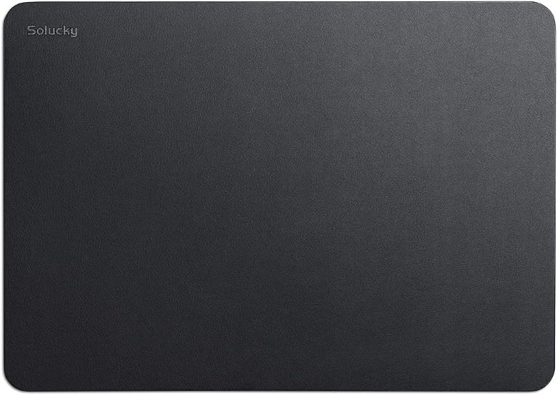 Photo 1 of  Leather Mat Desk Pad & Blotter Protector, Flat, Non Slip, 17 x 12 Inches, Black, Ideal for Office and Home 