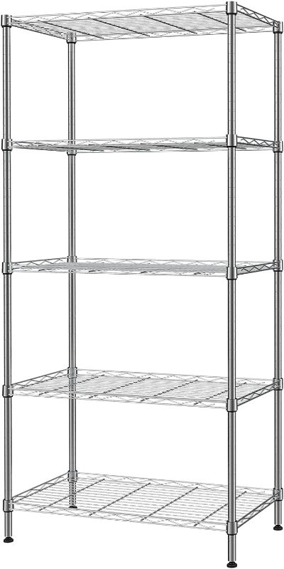 Photo 1 of  SINGAYE 5 Tier Storage Rack Wire Shelving Unit Storage Shelves Metal for Pantry Closet Kitchen Laundry 660Lbs Capacity 23.6" L x 14" W x 59.1" H Silver 