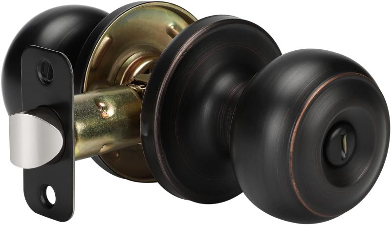 Photo 1 of  goldenwarm Oil-Rubbed Bronze Interior Door Knobs, Interior Door Knobs Bedroom, Keyless Door Knobs Privacy, Oil-Rubbed Bronze Finish Door Knobs Interior, Door Knobs Bulk(1 Pack, Oil-Rubbed Bronze) 